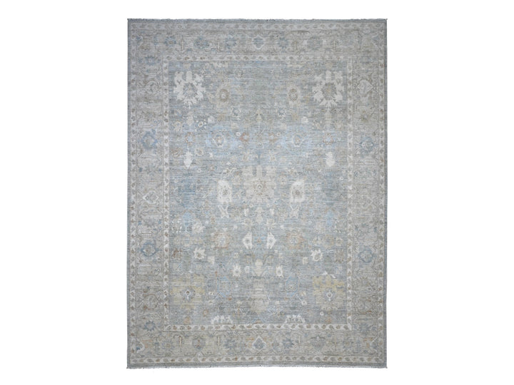 8'11" x 11'10" New Hand Knotted Grey Wool Rectangle Oriental Rug - MOA10289703