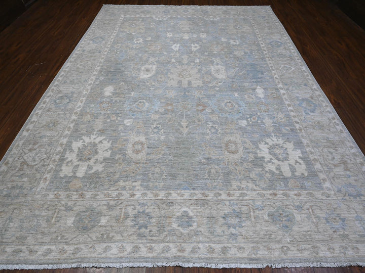 8'11" x 11'10" New Hand Knotted Grey Wool Rectangle Oriental Rug - MOA10289703