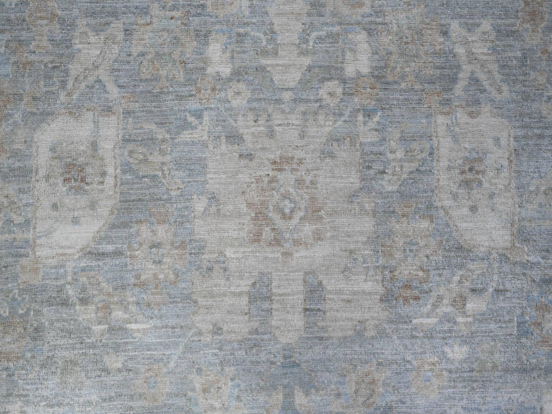 8'11" x 11'10" New Hand Knotted Grey Wool Rectangle Oriental Rug - MOA10289703