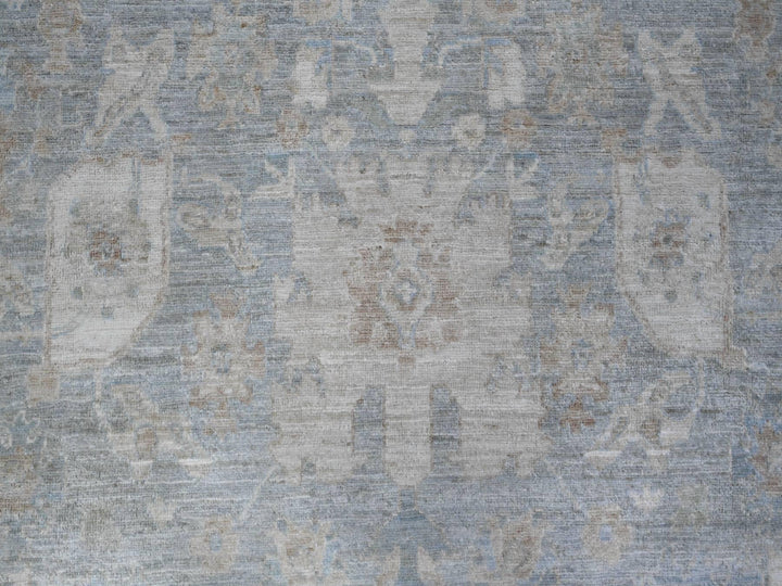 8'11" x 11'10" New Hand Knotted Grey Wool Rectangle Oriental Rug - MOA10289703