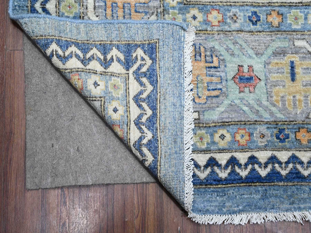 9'0" x 12'0" New Hand Knotted Blue Wool Rectangle Oriental Rug - MOA10289705