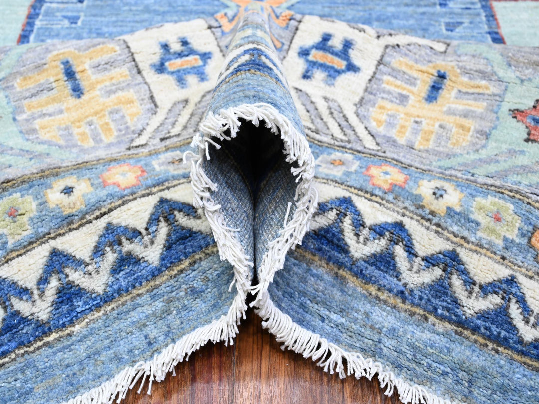 9'0" x 12'0" New Hand Knotted Blue Wool Rectangle Oriental Rug - MOA10289705