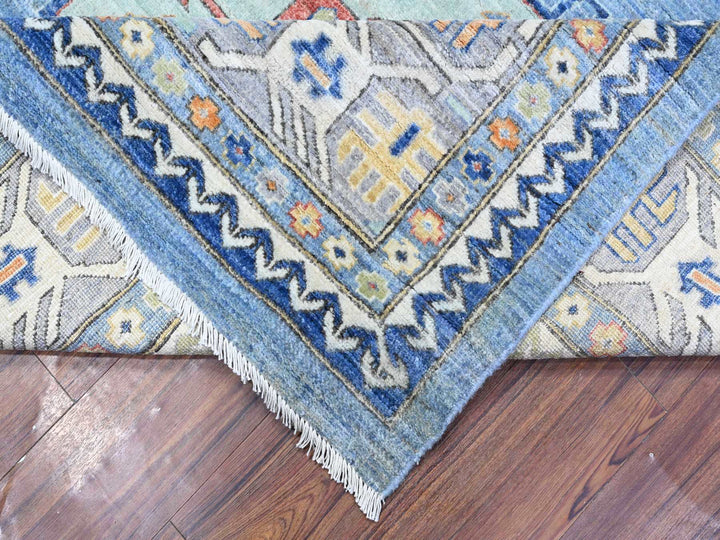 9'0" x 12'0" New Hand Knotted Blue Wool Rectangle Oriental Rug - MOA10289705
