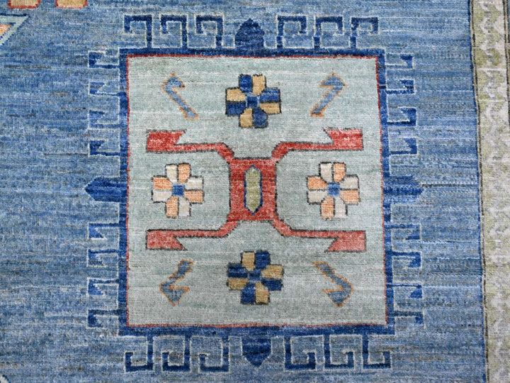 9'0" x 12'0" New Hand Knotted Blue Wool Rectangle Oriental Rug - MOA10289705