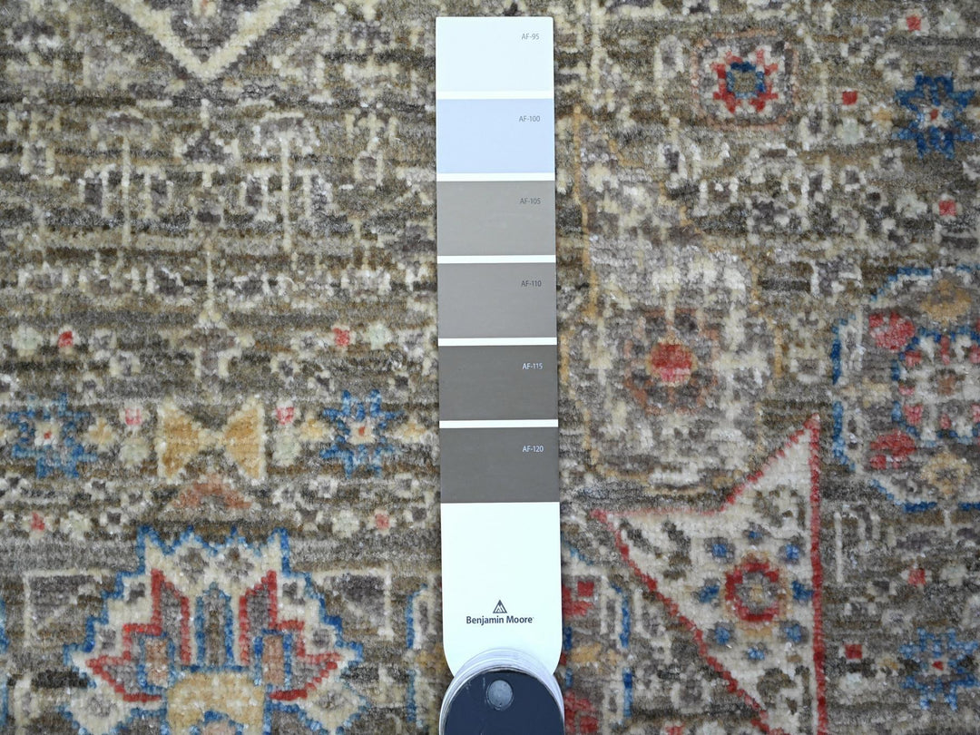 6'1" x 8'10" New Hand Knotted Grey Wool Rectangle Oriental Rug - MOA10289707