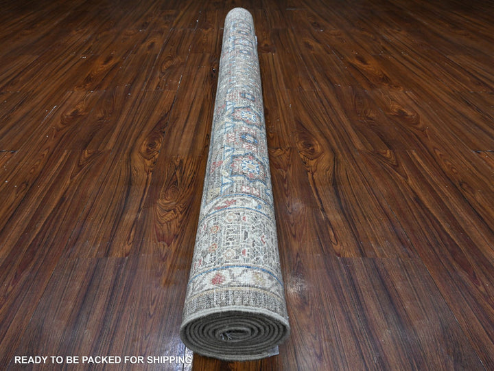 6'1" x 8'10" New Hand Knotted Grey Wool Rectangle Oriental Rug - MOA10289707