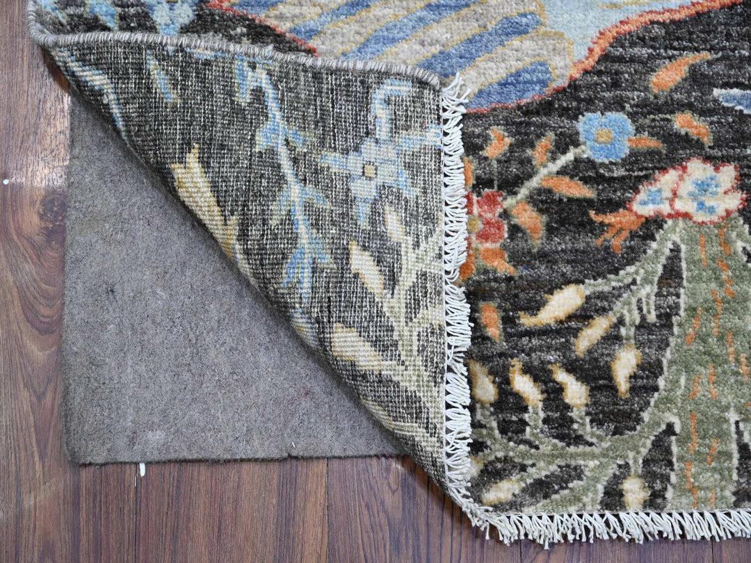 2'5" x 17'9" New Hand Knotted Grey Wool Runner Oriental Rug - MOA10289708