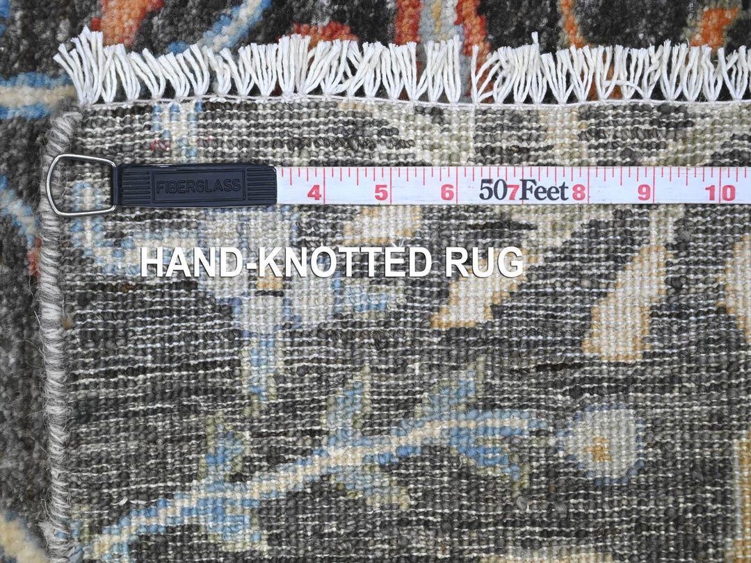 2'5" x 17'9" New Hand Knotted Grey Wool Runner Oriental Rug - MOA10289708