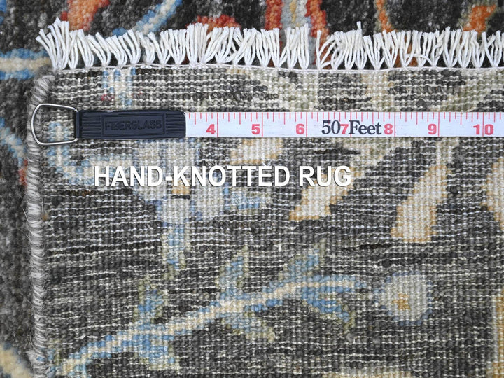2'5" x 17'9" New Hand Knotted Grey Wool Runner Oriental Rug - MOA10289708