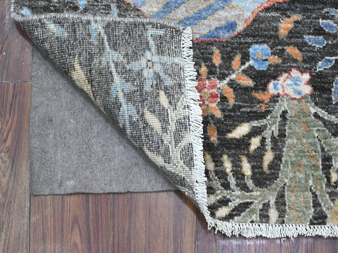 2'6" x 17'9" New Hand Knotted Grey Wool Runner Oriental Rug - MOA10289709