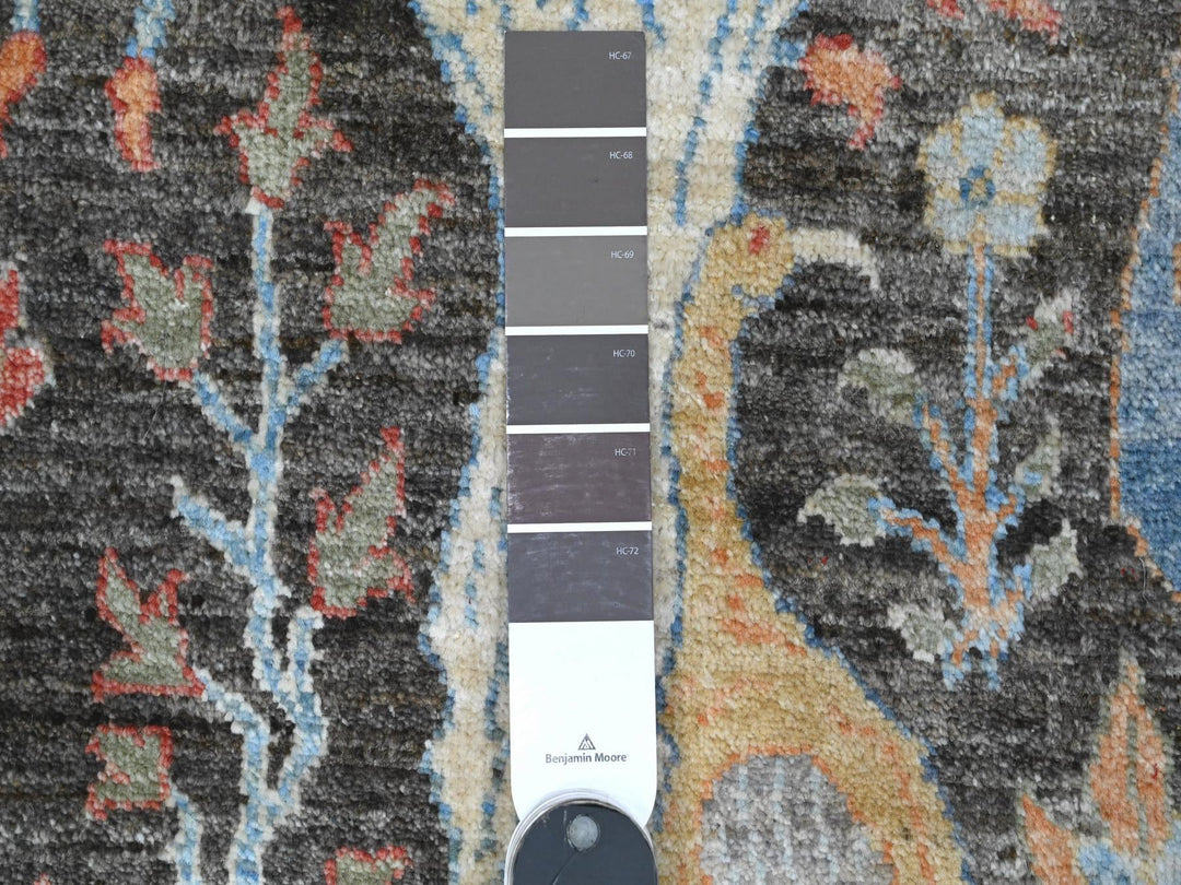 2'6" x 17'9" New Hand Knotted Grey Wool Runner Oriental Rug - MOA10289709