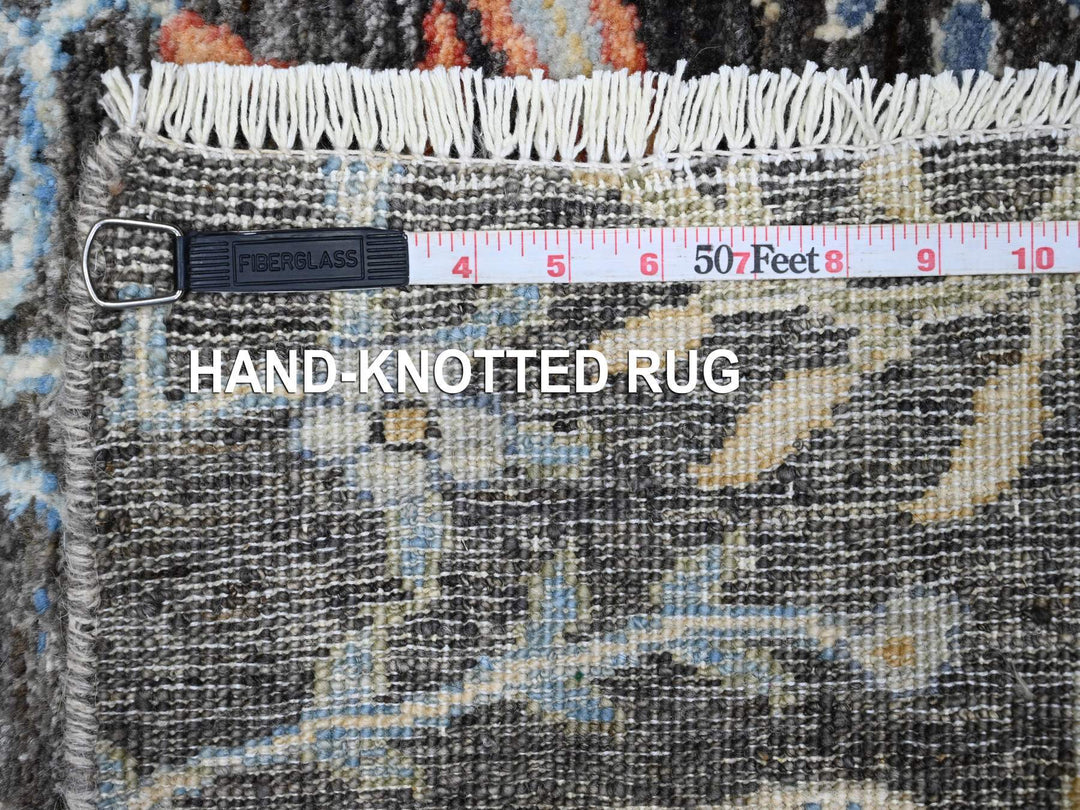 2'6" x 17'9" New Hand Knotted Grey Wool Runner Oriental Rug - MOA10289709