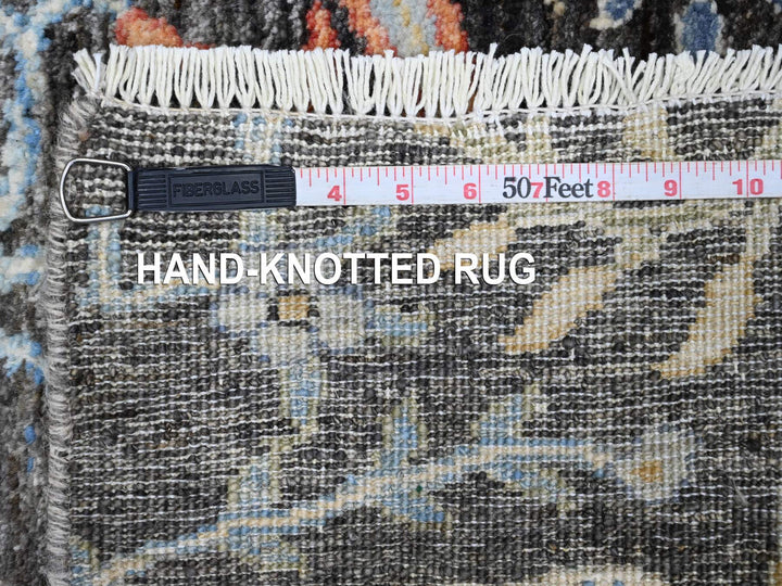 2'6" x 17'9" New Hand Knotted Grey Wool Runner Oriental Rug - MOA10289709