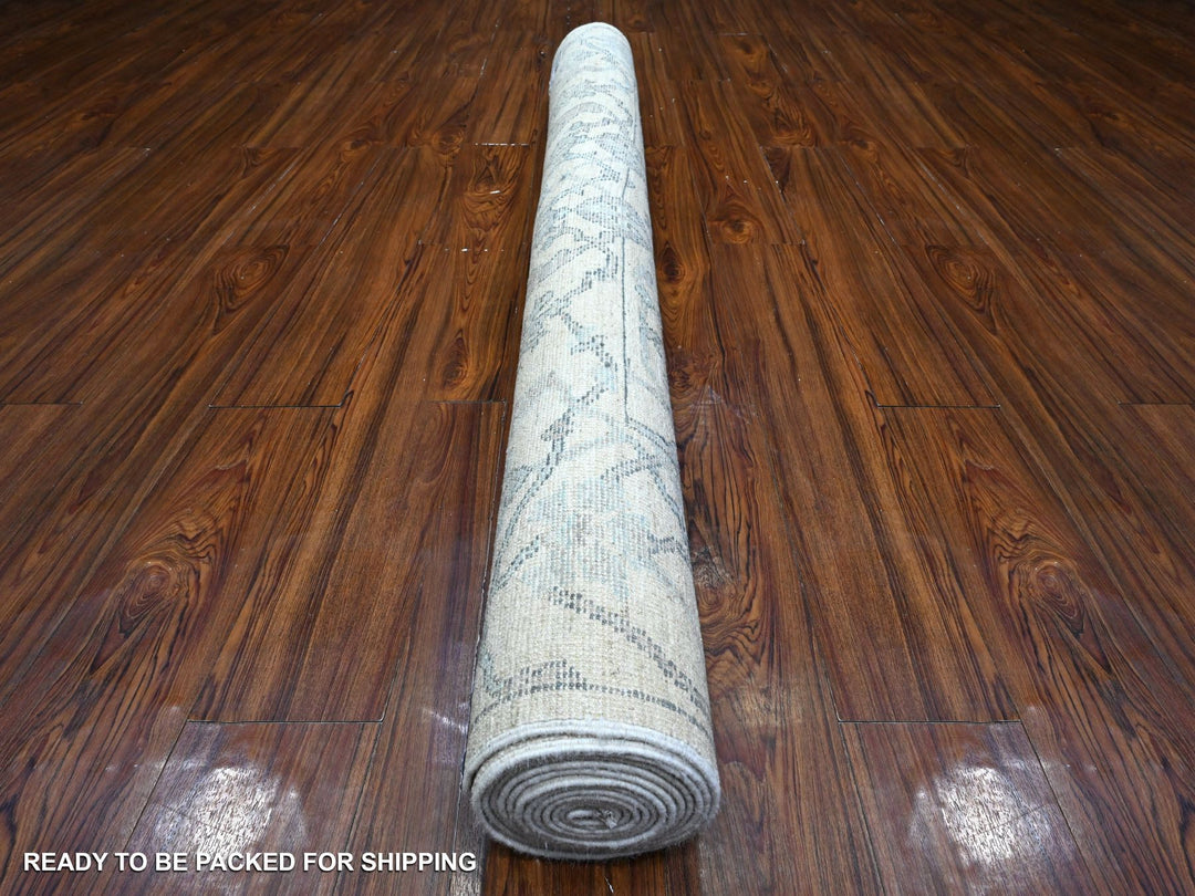 5'10" x 11'10" New Hand Knotted Ivory Wool Runner Oriental Rug - MOA10289714