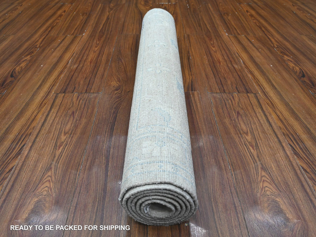 2'9" x 5'6" New Hand Knotted Grey Wool Runner Oriental Rug - MOA10289718