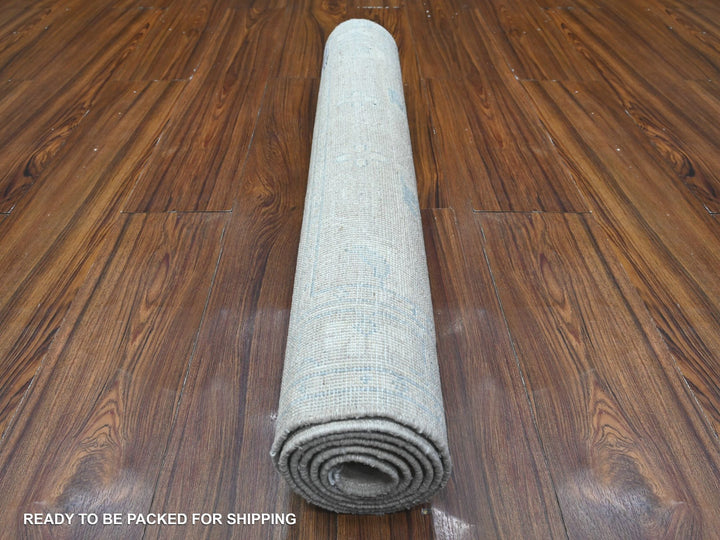 2'9" x 5'6" New Hand Knotted Grey Wool Runner Oriental Rug - MOA10289718