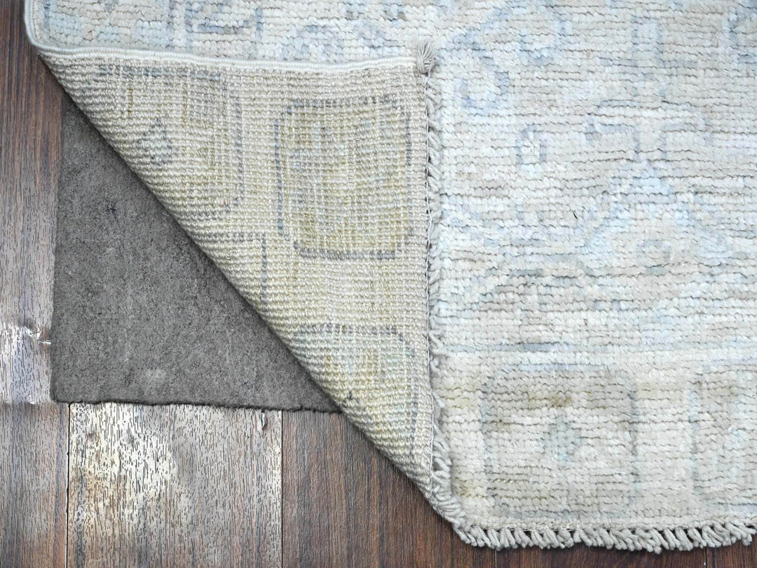 2'11" x 9'4" New Hand Knotted Ivory Wool Runner Oriental Rug - MOA10289721