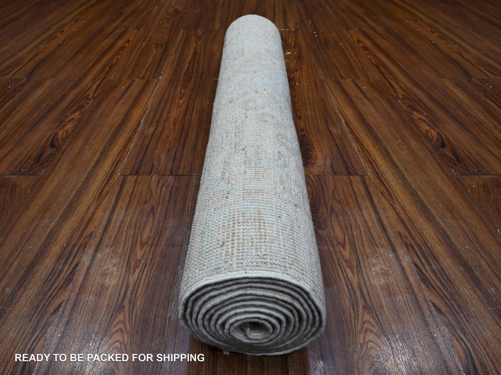 2'11" x 9'4" New Hand Knotted Ivory Wool Runner Oriental Rug - MOA10289721