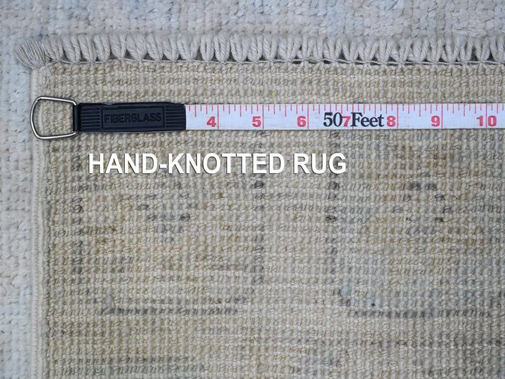 2'11" x 9'4" New Hand Knotted Ivory Wool Runner Oriental Rug - MOA10289721