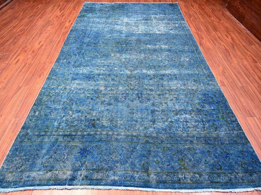 7'2" x 12'5" Vintage Hand Knotted Overdyed Wool Rectangle Oriental Rug - MOA10289725