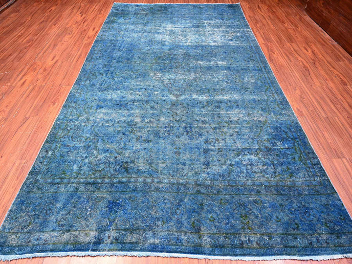 7'2" x 12'5" Vintage Hand Knotted Overdyed Wool Rectangle Oriental Rug - MOA10289725