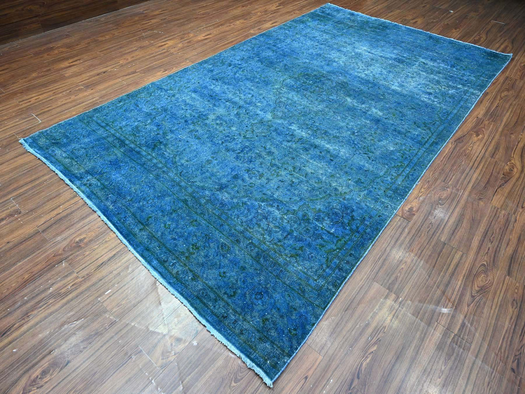 7'2" x 12'5" Vintage Hand Knotted Overdyed Wool Rectangle Oriental Rug - MOA10289725