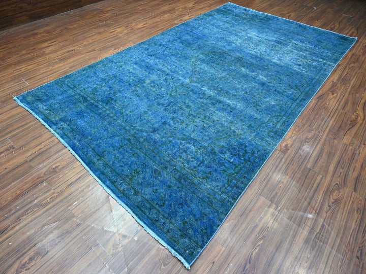 7'2" x 12'5" Vintage Hand Knotted Overdyed Wool Rectangle Oriental Rug - MOA10289725