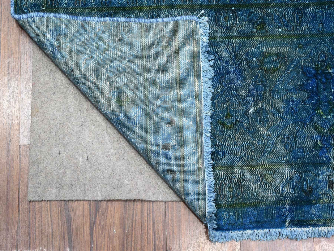 7'2" x 12'5" Vintage Hand Knotted Overdyed Wool Rectangle Oriental Rug - MOA10289725