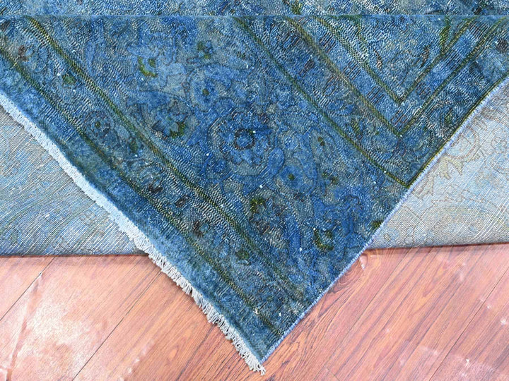 7'2" x 12'5" Vintage Hand Knotted Overdyed Wool Rectangle Oriental Rug - MOA10289725