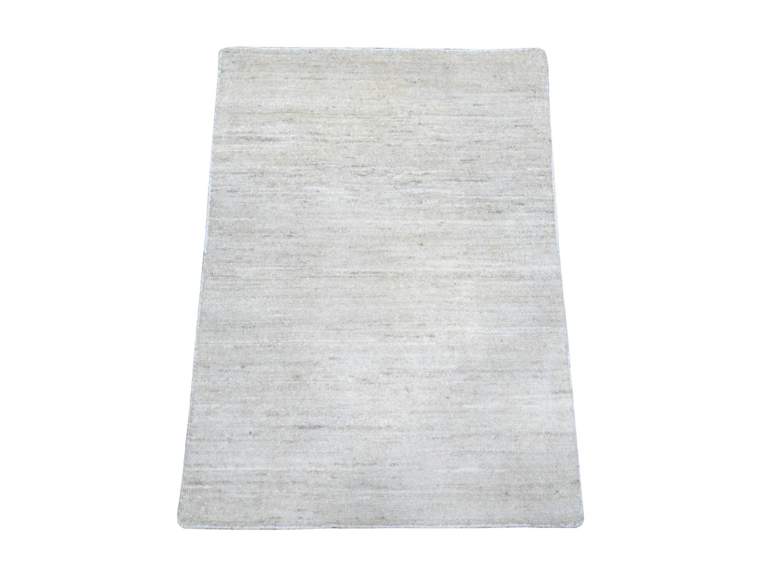 2'1" x 3'0" New Hand Knotted Ivory Wool Rectangle Oriental Rug - MOA10289733