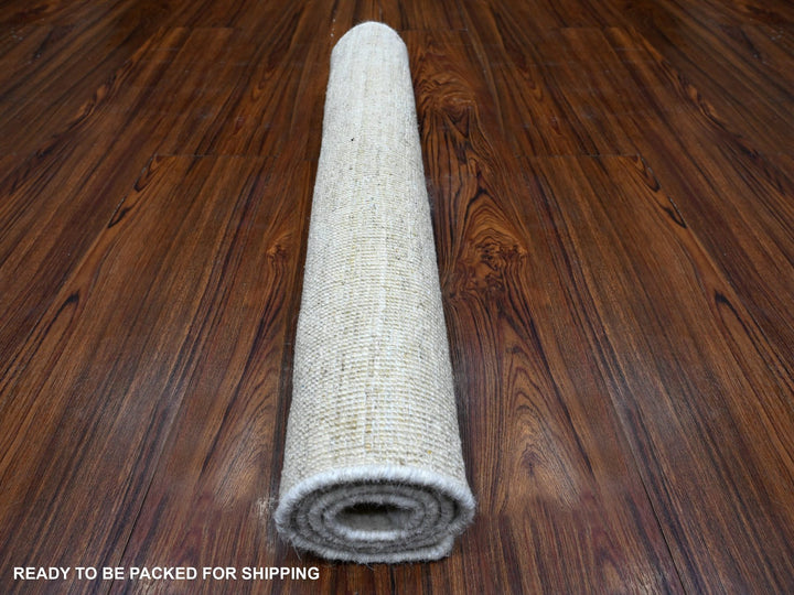 2'1" x 3'0" New Hand Knotted Ivory Wool Rectangle Oriental Rug - MOA10289733