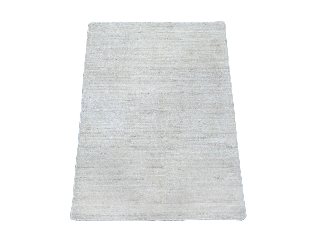 2'1" x 3'0" New Hand Knotted Ivory Wool Rectangle Oriental Rug - MOA10289734