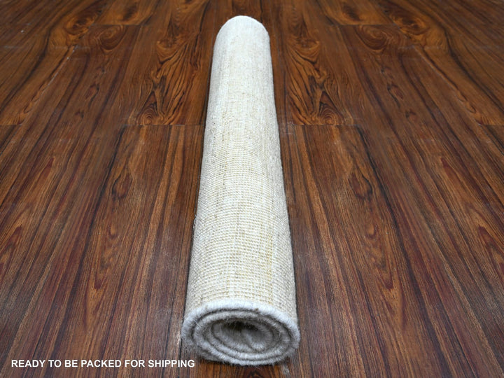 2'1" x 3'0" New Hand Knotted Ivory Wool Rectangle Oriental Rug - MOA10289734