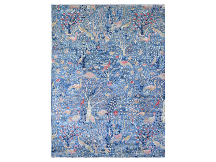 8'11" x 12'0" New Hand Knotted Blue Wool Rectangle Oriental Rug - MOA10289743