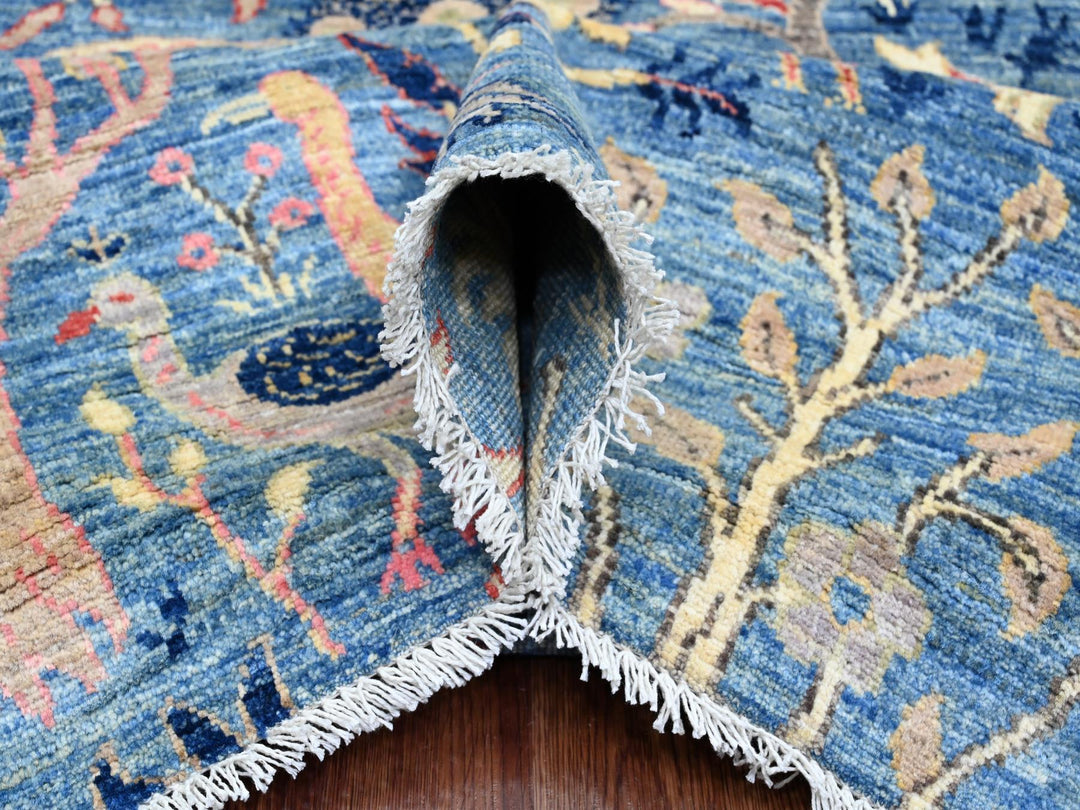 8'11" x 12'0" New Hand Knotted Blue Wool Rectangle Oriental Rug - MOA10289743