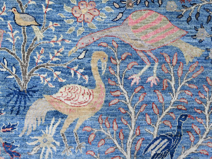 8'11" x 12'0" New Hand Knotted Blue Wool Rectangle Oriental Rug - MOA10289743