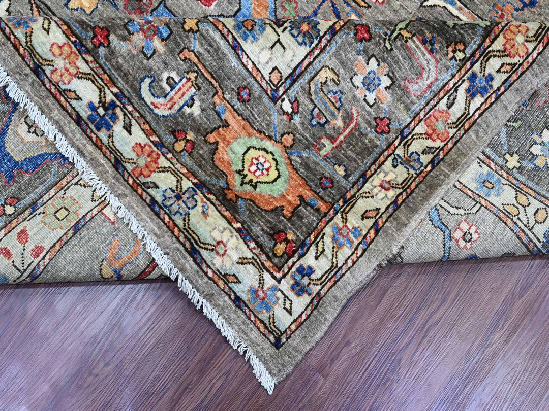 8'9" x 11'11" New Hand Knotted Grey Wool Rectangle Oriental Rug - MOA10289746