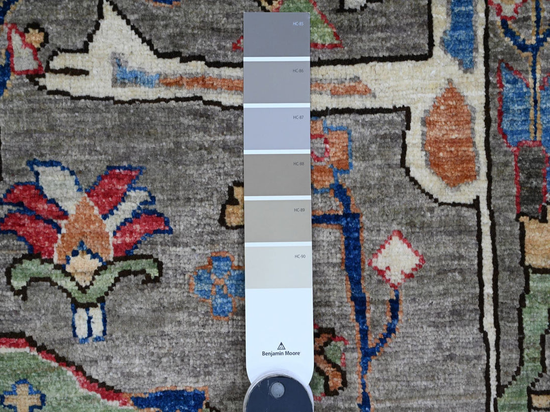 8'9" x 11'11" New Hand Knotted Grey Wool Rectangle Oriental Rug - MOA10289746
