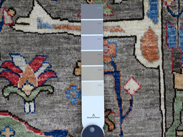 8'9" x 11'11" New Hand Knotted Grey Wool Rectangle Oriental Rug - MOA10289746