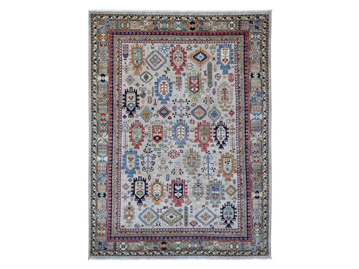 8'9" x 11'10" New Hand Knotted Grey Wool Rectangle Oriental Rug - MOA10289747