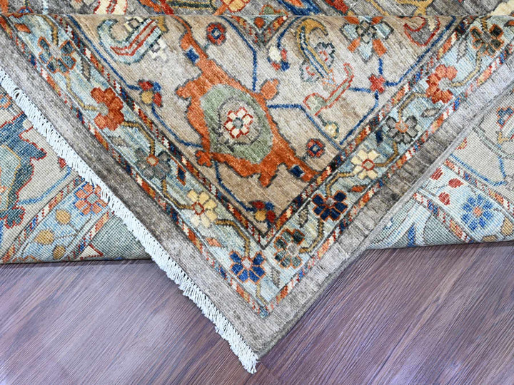 9'0" x 11'11" New Hand Knotted Grey Wool Rectangle Oriental Rug - MOA10289749