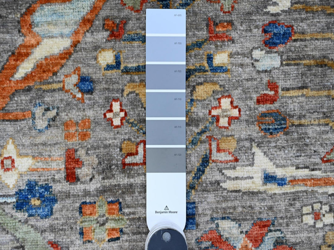 9'0" x 11'11" New Hand Knotted Grey Wool Rectangle Oriental Rug - MOA10289749