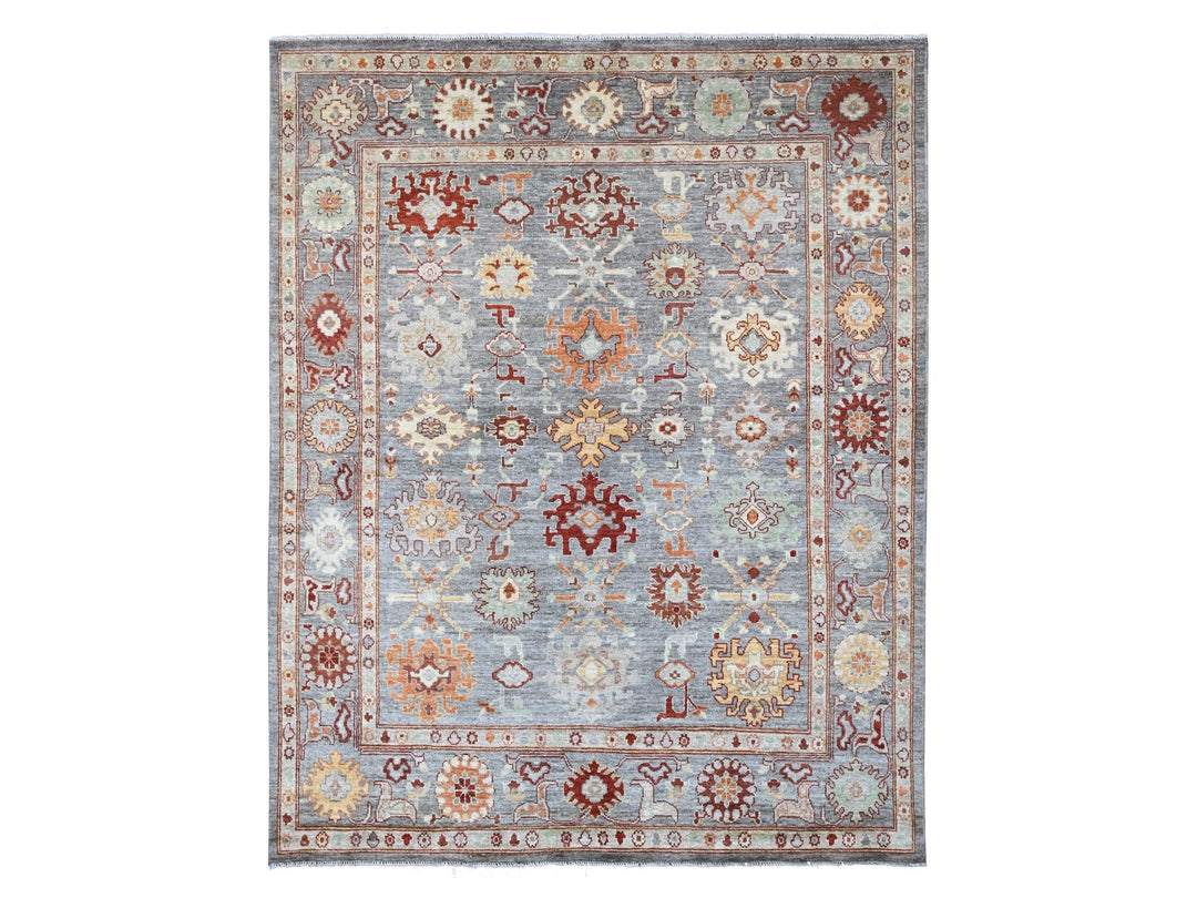 7'10" x 9'9" New Hand Knotted Grey Wool Rectangle Oriental Rug - MOA10289759