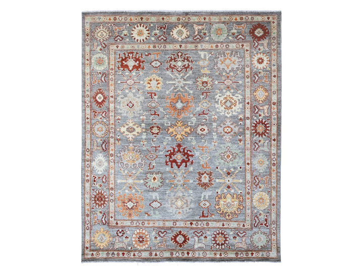 7'10" x 9'9" New Hand Knotted Grey Wool Rectangle Oriental Rug - MOA10289759