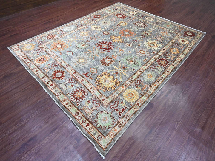 7'10" x 9'9" New Hand Knotted Grey Wool Rectangle Oriental Rug - MOA10289759