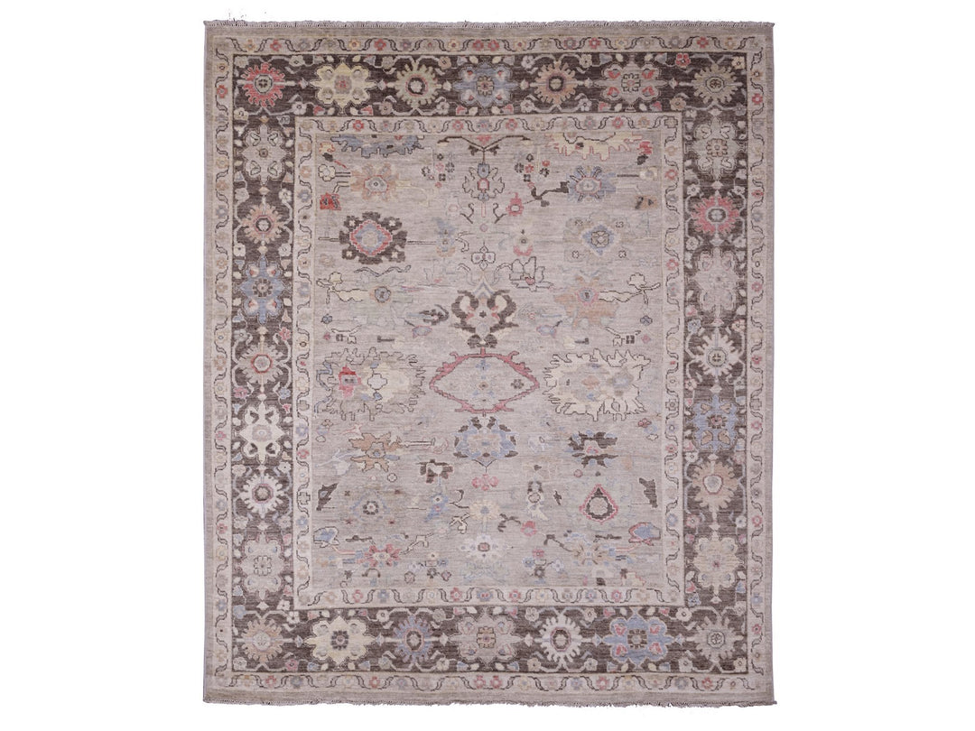 8'2" x 9'8" New Hand Knotted Brown Wool Rectangle Oriental Rug - MOA10289760