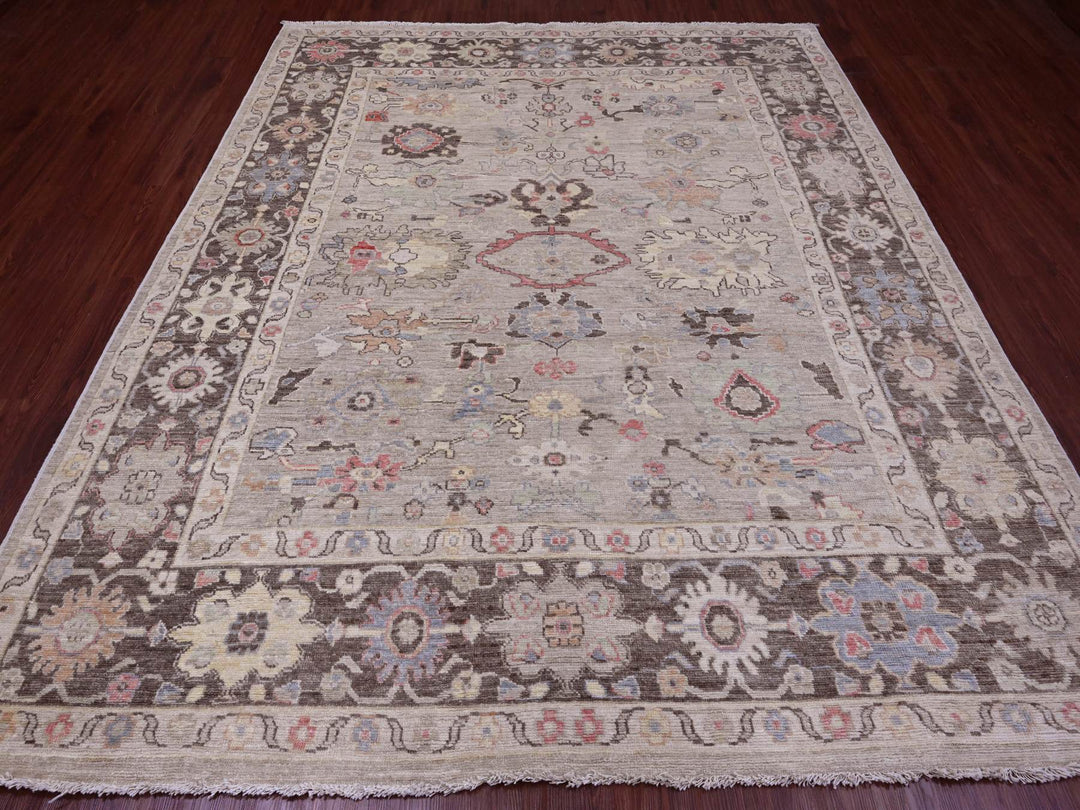 8'2" x 9'8" New Hand Knotted Brown Wool Rectangle Oriental Rug - MOA10289760