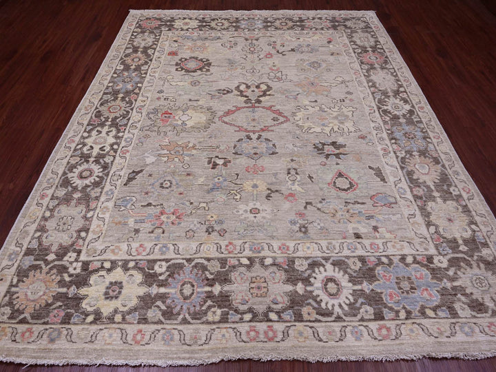 8'2" x 9'8" New Hand Knotted Brown Wool Rectangle Oriental Rug - MOA10289760
