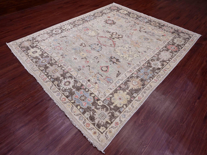 8'2" x 9'8" New Hand Knotted Brown Wool Rectangle Oriental Rug - MOA10289760