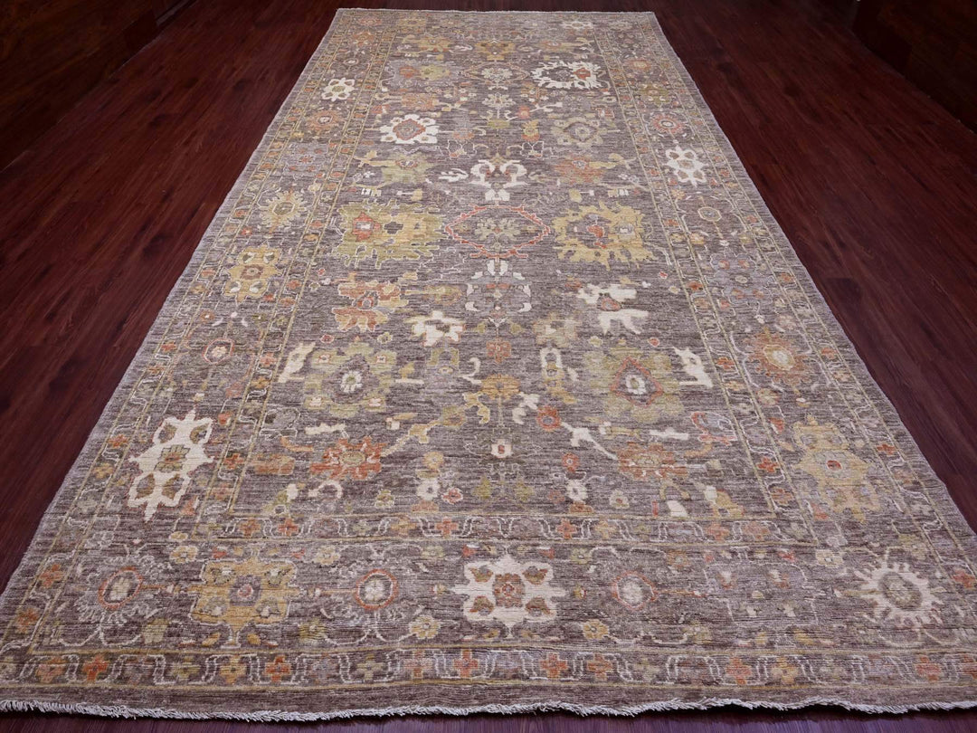 8'0" x 15'7" New Hand Knotted Brown Wool Runner Oriental Rug - MOA10289761